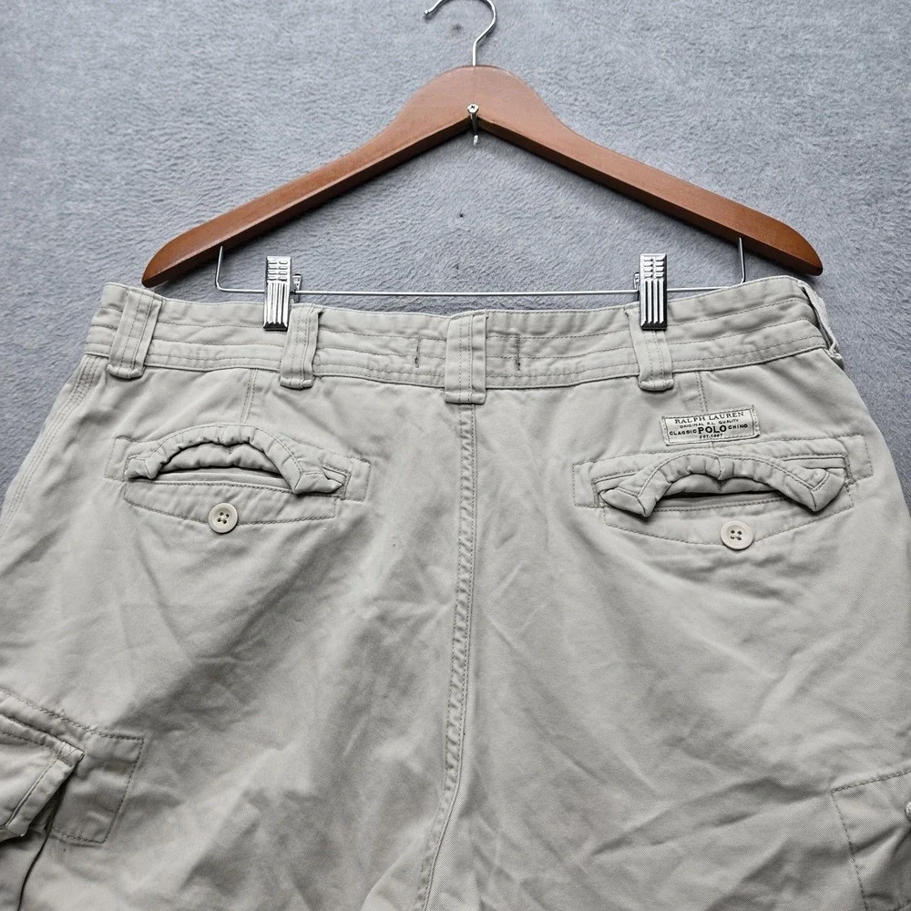 VINTAGE Polo Ralph Lauren Men Shorts 36 Beige Cargo Twill Utility